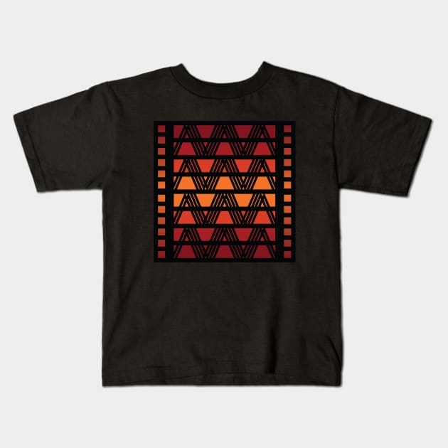 “Dimensional Wavelength” - V.5 Red/Orange - (Geometric Art) (Dimensions) - Doc Labs Kids T-Shirt by Doc Labs